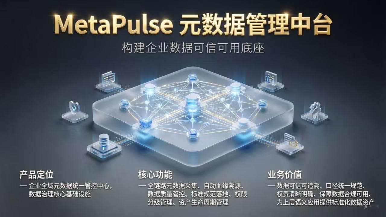 MetaPulse · 元数据管理中台 · 产品架构示意图